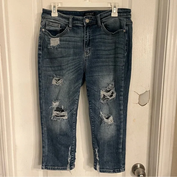 Judy Blue Distressed Ankle Jeans skinny fit Capri - Picture 1 of 10